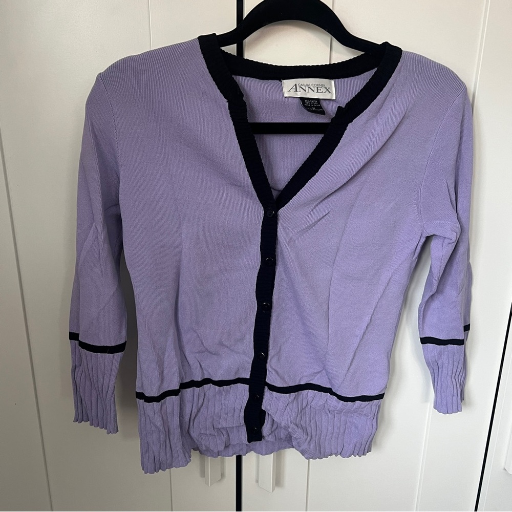 Vintage Casual Corner Annex Contrast Trim Cardigan, Sz